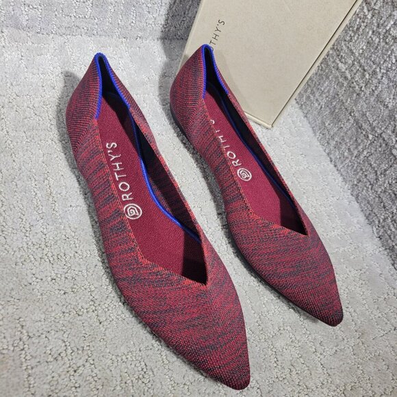 Rothys The Point Crimson Heather Retired Pointy Toe Slip on Shoes Multiple Sizes - Picture 14 of 15